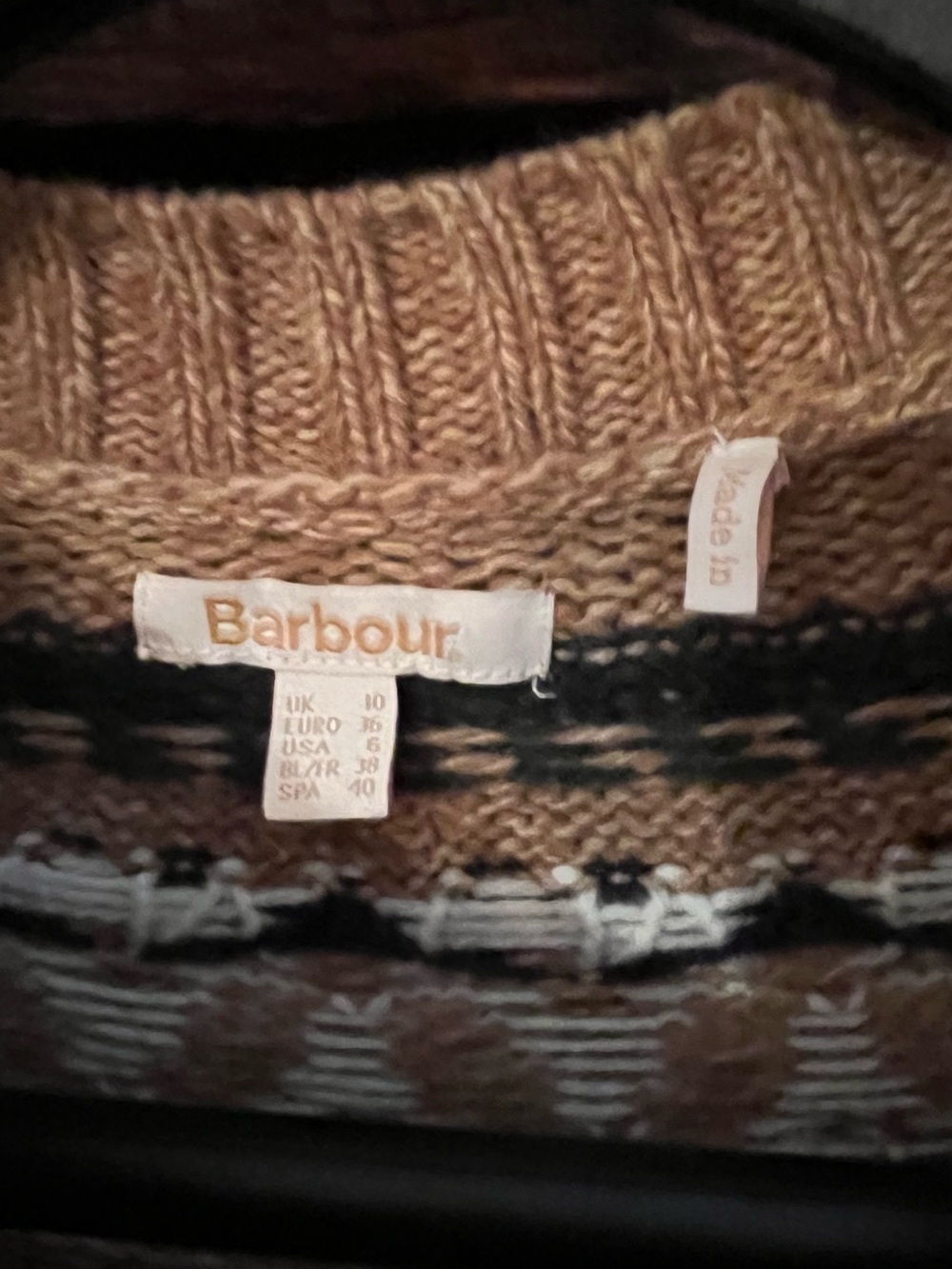 Barbour Langford Knit Sweater Nordic Fair Isle crew neck wool blend Cabincore 6 - Picture 4 of 7